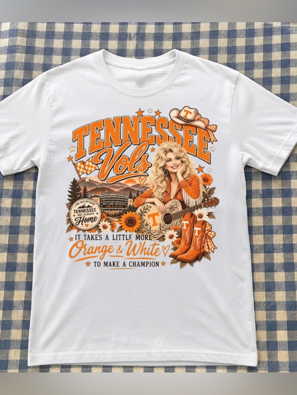 Tennessee Volunteers Butterfly Graphic T-Shirt, Dolly Tribute, Gildan Color